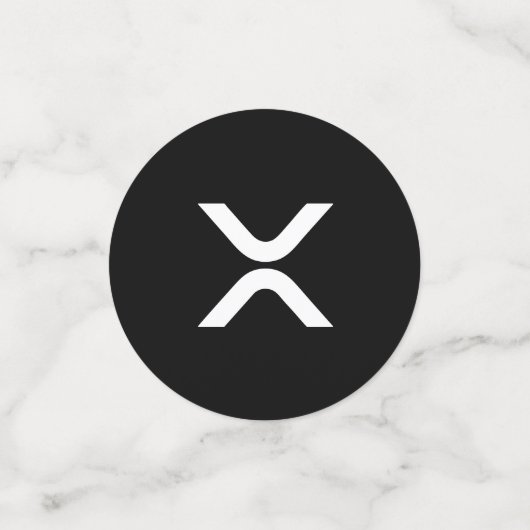 XRP Crypto Valuta Zwart Witte Tafel Confetti (Kleine voorkant)