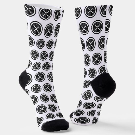 XRP Geschaafde Zwarte Coin Logo Soks Sokken (Gebogen)