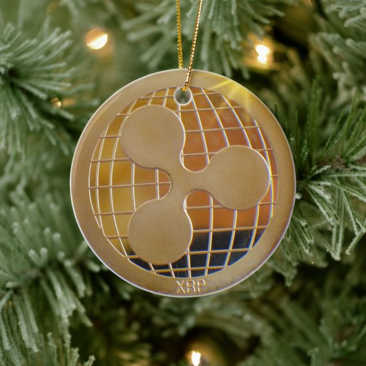 XRP Ripple Gouden Ronde Ornament (Boom)