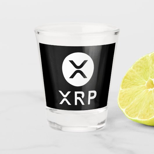 XRP Zwart en Wit Crypto Valutafeest Shot Glas (Voorkant)