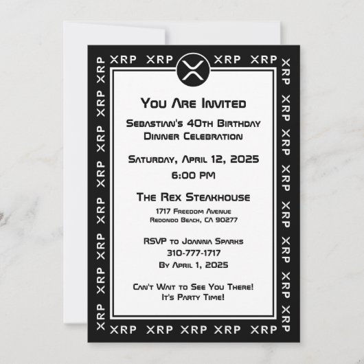 XRP Zwart-wit Crypto-valuta Aangepast Kaart (Voorkant)