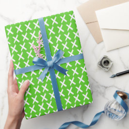 X's Allover - Wit op Grass Green Cadeaupapier