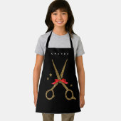 XS Hair SALON apron - Golden scissors zwart Schort (Insitu)