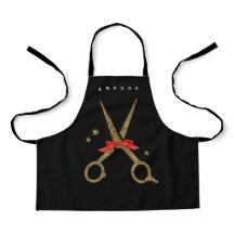 XS Hair SALON apron - Golden scissors zwart