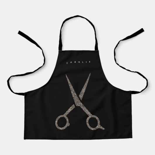 XS Hairdresser CUSTOM moderne schaar zwart Apron Schort (Voorkant)