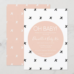 X's modern zwart baby shower zwart wit roze patroo kaart
