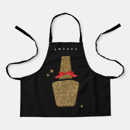 XS Nail SALON-pron - Golden nagels zwart Schort