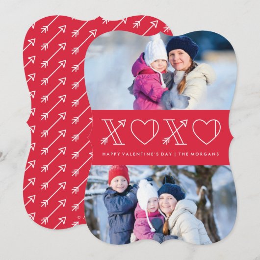 Xs & Os Valentijnsdag Kaart - Roos (Voorkant / Achterkant)