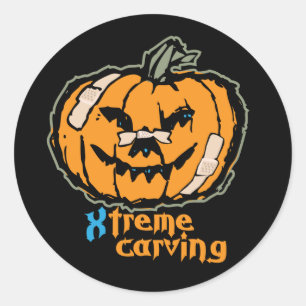 Xtreme pompoen carving ronde sticker