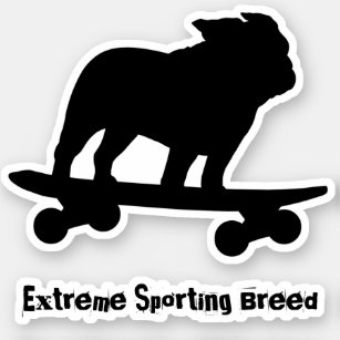 Xtreme Skateboarding Bulldog Cool Dog Silhouette Sticker