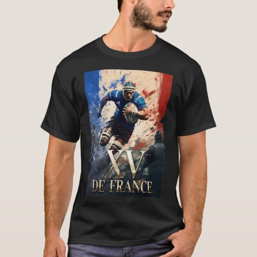 Xv van Frankrijk, rugby, ovalie T-shirt (Voorkant)