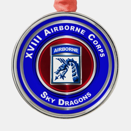 XVIII Airborne Corps Keepomwille Kerstmis Metalen Ornament (Voorkant)