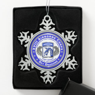 XVIII Airborne Corps Tin Sneeuwvlok Ornament