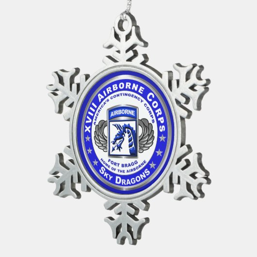 XVIII Airborne Corps Tin Sneeuwvlok Ornament (Rechts)