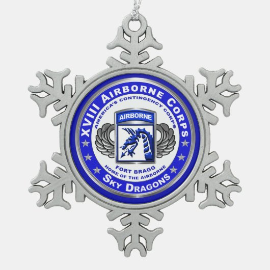 XVIII Airborne Corps Tin Sneeuwvlok Ornament (Voorkant)