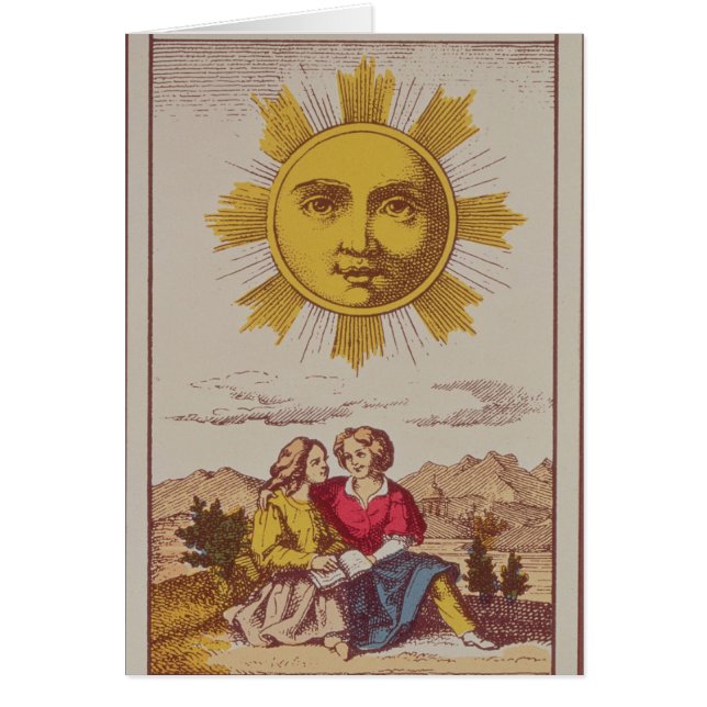 XVIIII Le Soleil, Franse tarotkaart van de zon (Voorkant)