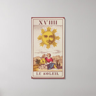 XVIIII Le Soleil, Franse tarotkaart van de zon Canvas Afdruk