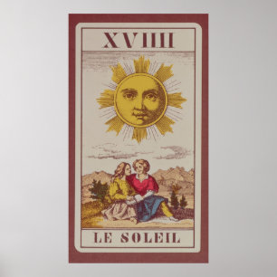 XVIIII Le Soleil, Franse tarotkaart van de zon Poster