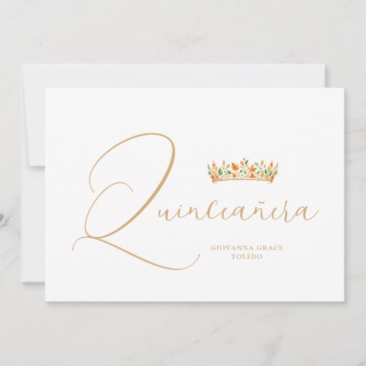 XVs Sophisticated Colorful Tiara & Elegant Script Bedankkaart (Voorkant)