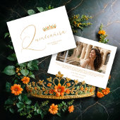 XVs Sophisticated Colorful Tiara & Elegant Script Bedankkaart