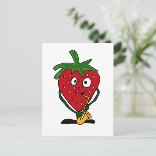 XX- aardbeienspelsaxofone Briefkaart (Staand voorkant)