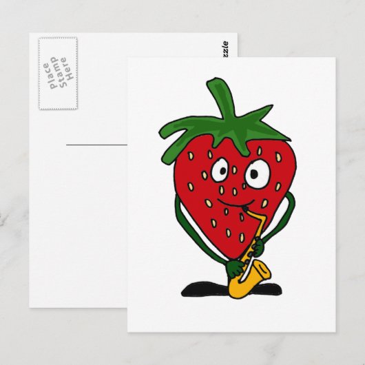 XX- aardbeienspelsaxofone Briefkaart (Voorkant / Achterkant)