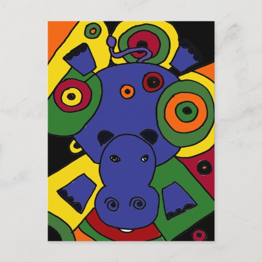 XX- Abstracte Hippo-kunst Briefkaart (Voorkant)