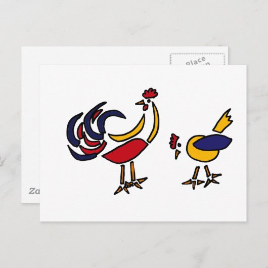XX- Abstracte kippen en rooster Briefkaart (Voorkant / Achterkant)