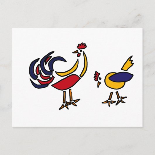 XX- Abstracte kippen en rooster Briefkaart (Voorkant)