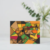 XX- Abstracte kunstdieren en muziek Briefkaart (Staand voorkant)