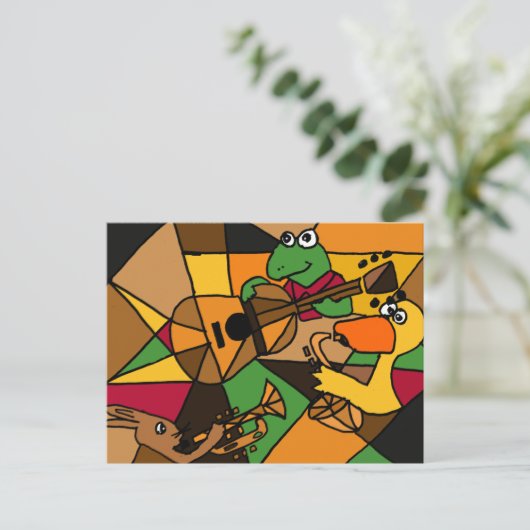 XX- Abstracte kunstdieren en muziek Briefkaart (Staand voorkant)