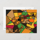 XX- Abstracte kunstdieren en muziek Briefkaart (Voorkant / Achterkant)