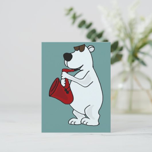 XX- Beer van poolschoenen die de saxofone-Cartoon Briefkaart (Staand voorkant)