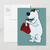 XX- Beer van poolschoenen die de saxofone-Cartoon  Briefkaart (Voorkant / Achterkant)