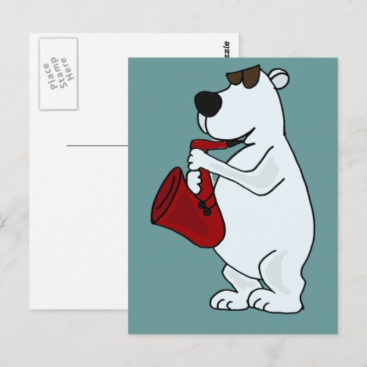 XX- Beer van poolschoenen die de saxofone-Cartoon  Briefkaart (Voorkant / Achterkant)