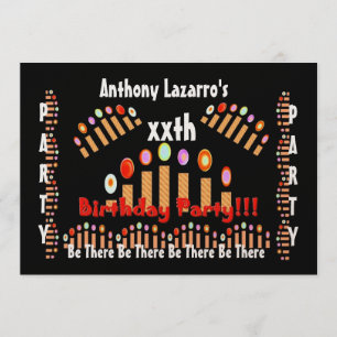 xx Birthday Party Invitation - Gold Candles Kaart