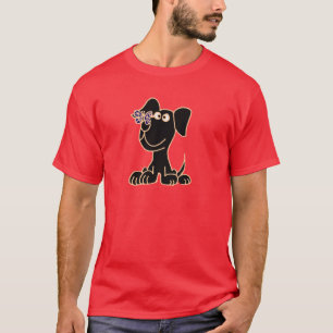 XX- Black Puppy Dog met Butterfly op neus T-shirt