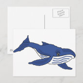 XX- Blue Whale Cartoon Briefkaart (Voorkant / Achterkant)