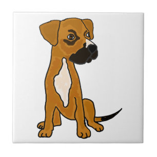 XX- Boxer Mix Rescue Dog Puppy Cartoon Tegeltje