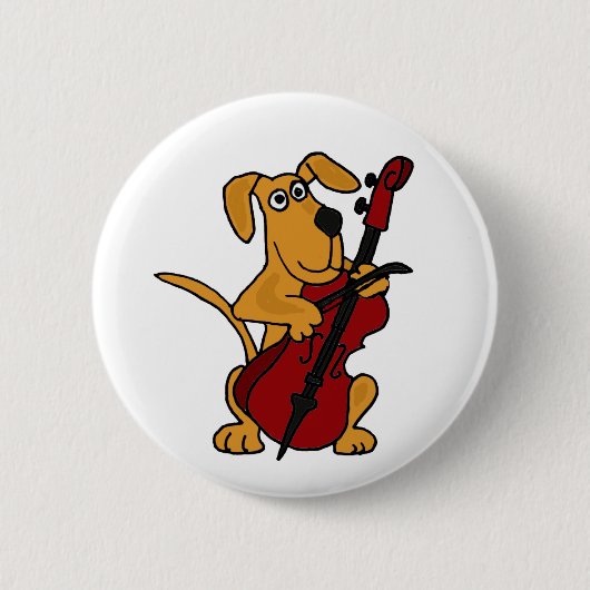 XX- bruine puppy Dog die het Cello speelt Ronde Button 5,7 Cm (Voorkant)