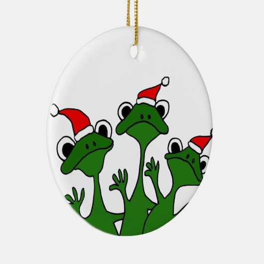 XX- Cartoon met kerstboomkikkers Keramisch Ornament (Rechts)