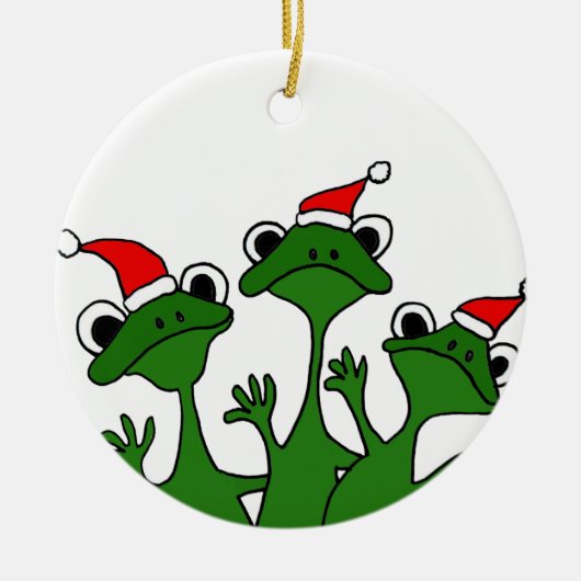 XX- Cartoon met kerstboomkikkers Keramisch Ornament (Voorkant)