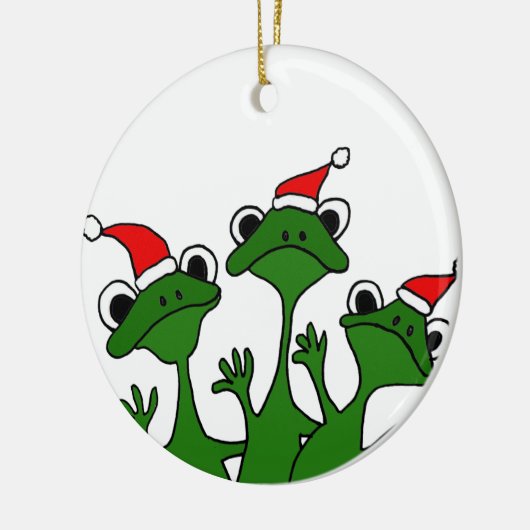 XX- Cartoon met kerstboomkikkers Keramisch Ornament (Links)