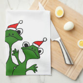 XX- Cartoon met kerstboomkikkers Theedoek (Quarter Fold)