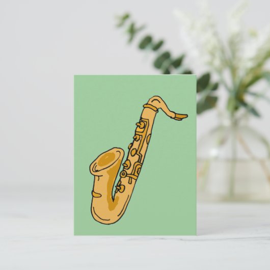 XX- Cool Saxophone Cartoon Briefkaart (Staand voorkant)