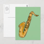 XX- Cool Saxophone Cartoon Briefkaart (Voorkant / Achterkant)