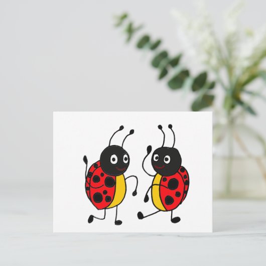 XX- Dansende Ladybugs Briefkaart (Staand voorkant)