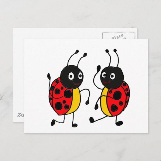 XX- Dansende Ladybugs Briefkaart (Voorkant / Achterkant)