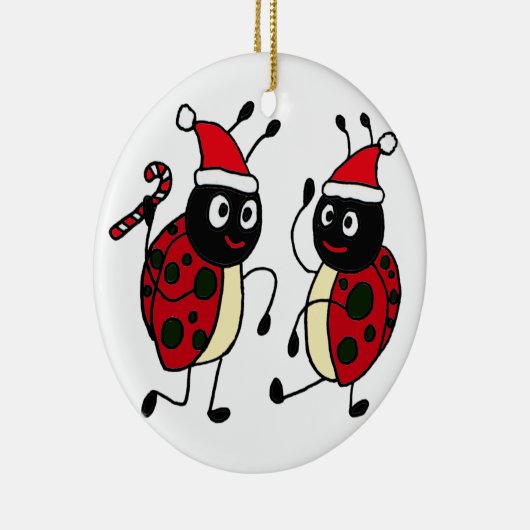 XX- Dansende Ladybugs-kerst Keramisch Ornament (Rechts)