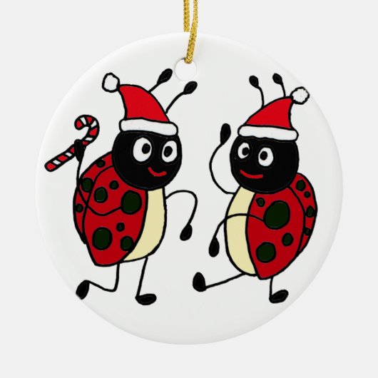 XX- Dansende Ladybugs-kerst Keramisch Ornament (Voorkant)
